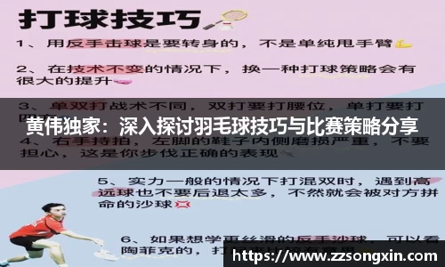 黄伟独家：深入探讨羽毛球技巧与比赛策略分享